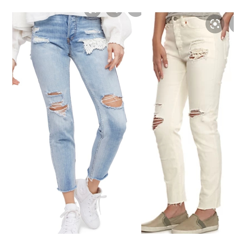 NWT Free People lacey stilt torn denim jeans - Picture 4 of 15